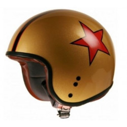 Casco moto jet in policarbonato oro metallizzato con stella rossa art: CAFE GIALLO PROJECT