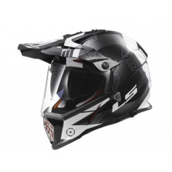 Casco motocross nero e bianco con visiera e occhiali integrati art: MX436 PIONEER TRIGGER NERO  LS2