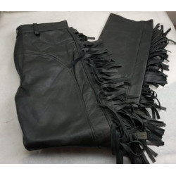 Pantaloni in pelle neri da moto con frange e protezioni morbide da uomo art: PANTPELLEFRAN01 FEBO...